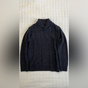 Paolo Mondo Men’s Wool Cable-Knit Sweater Navy Blue Size L